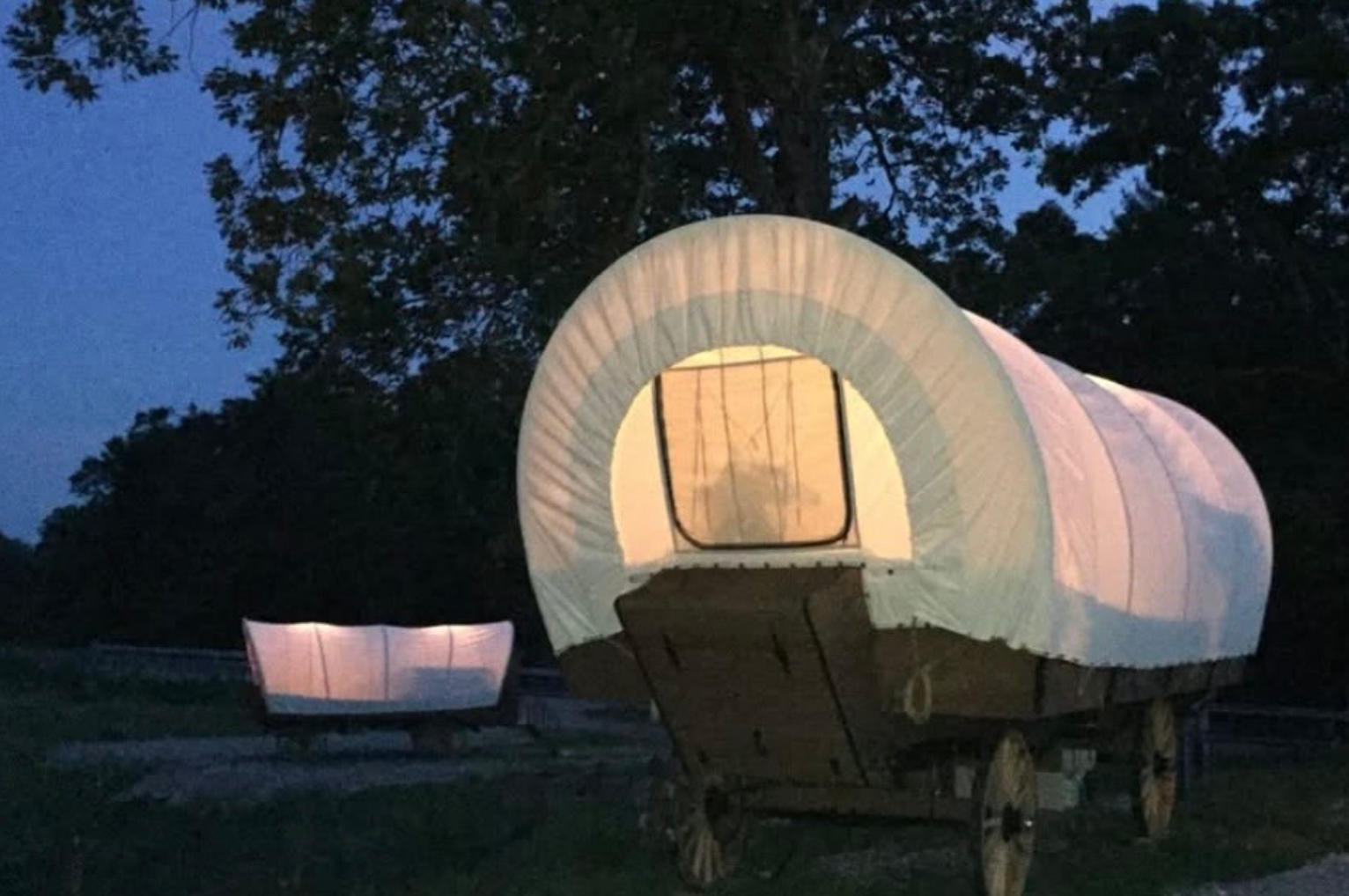 our covered wagon that guests can stay in